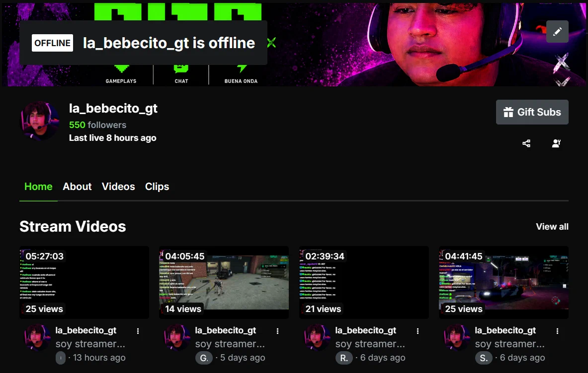 Perfil de BebecitoGT en Kick