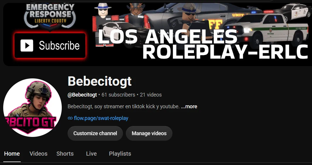Perfil de BebecitoGT en YouTube